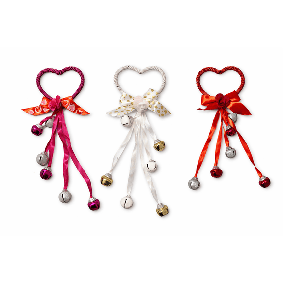 Valentine Door Knob Hangers 3 Pack Jingle Bells Heart Decor Set