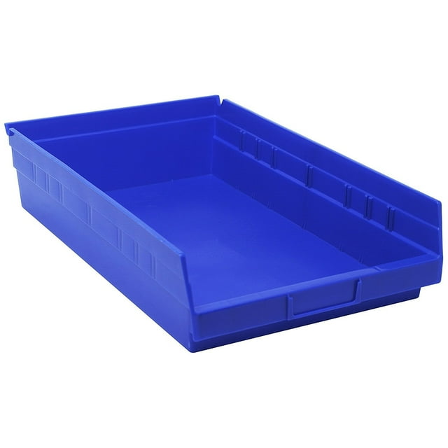 Quantum Storage K-QSB110BL-2 2-Pack Hanging Plastic Shelf Bin Storage Containers, 17-7/8" x 11-1/8" x 4", Blue