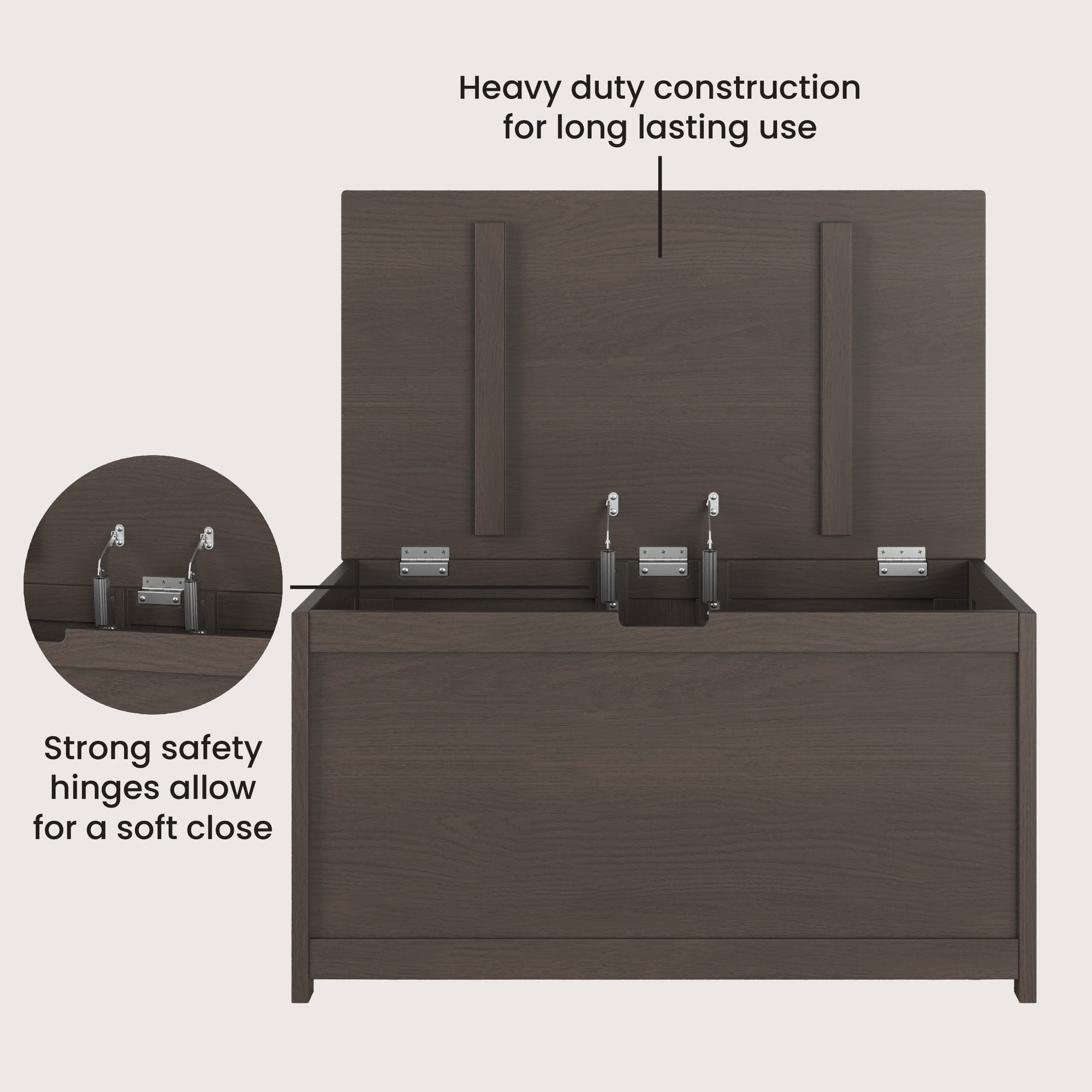 Child Craft Harmony 33" Kids Toy Box Storage Chest, Soft-Close Hinges, Wooden Construction, Dapper Gray