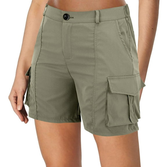 QIJUNTUO ​Women's Utility Multi Pocket Outdoor Shorts With Durable Construction For Trail Hiking Adventures And Camping Gear​ Army Green