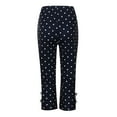 thumbnail image 6 of Capri Pants for Women Cute Y2K Polka Dots Split Flared Elastic Waist Bowknot Casual Capris Cropped Pants, 6 of 8