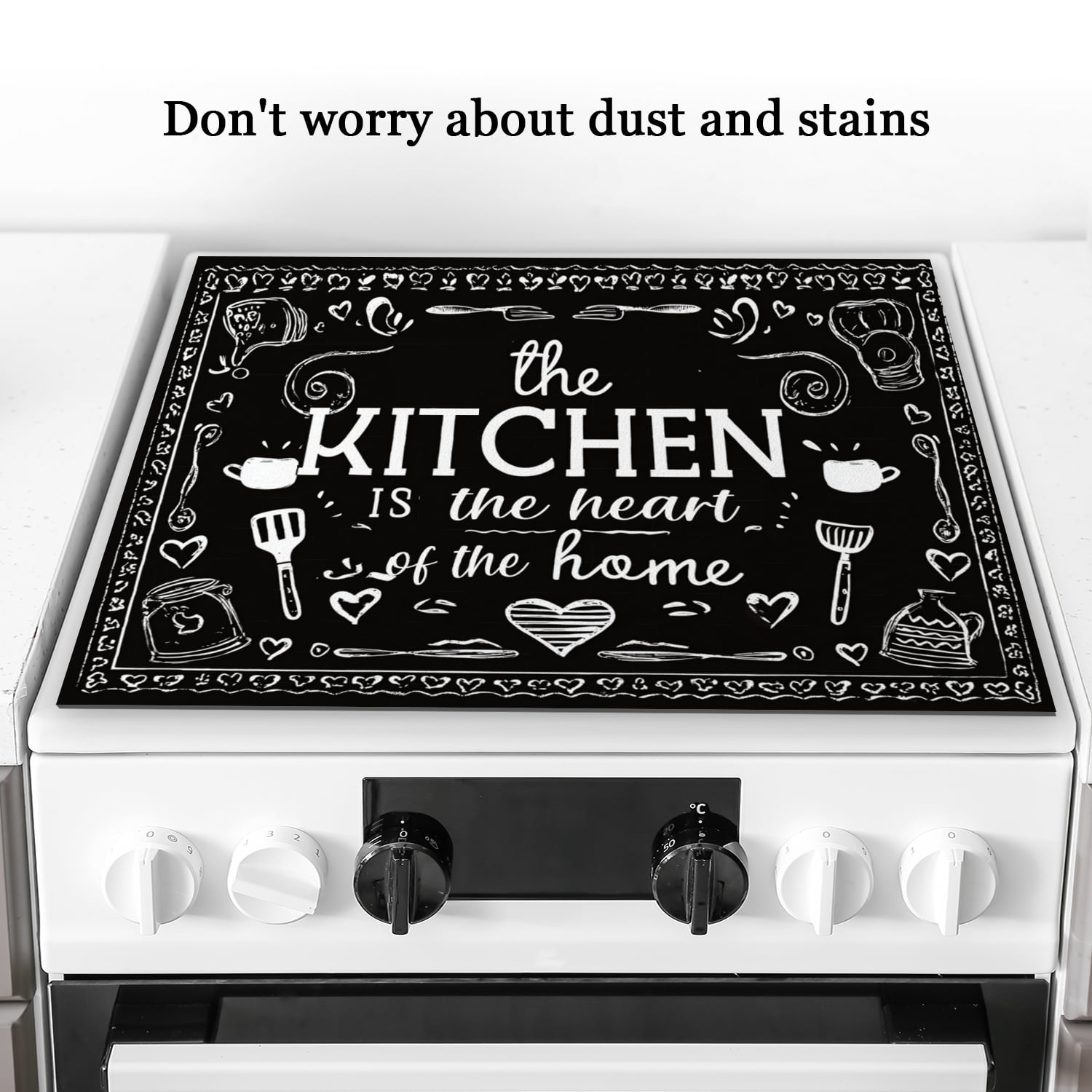 Decorative Stove Top Covers, Kitchen Theme with Intricate Patterns Non-slip Countertop Protector Mat, Multifunctional Stove Cover Pad for Kitchen RV (28×20 Inch)