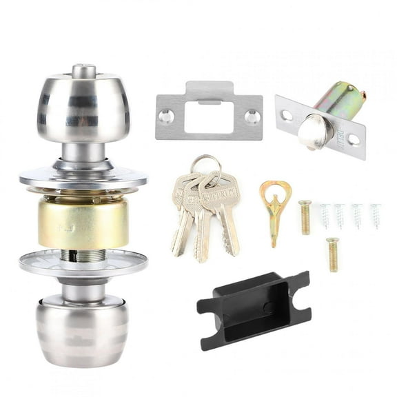External Door Knob With Lock, Small And Concise Household Stainless Steel Door Knob With Lock, For Office Home