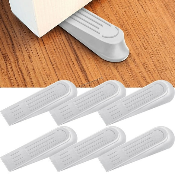 Tool Door Stopper For Home/Restaurant/Office/School Non-toxic Part Recyclable Rubber Safe White 12*3.5*2cm 6pcs