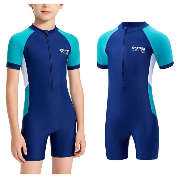 Boy Swimsuits Rash Guard 1 Piece Swimming Suits Quick Dry Swimwear with Zipper Swim Suits for Boys 3-4 Years