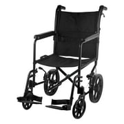 Carex Aluminum Transport Wheelchair with 12" Wheels, 300 lb Weight Capacity, No Brakes, Black