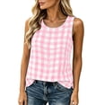 thumbnail image 6 of Wiyuqeen Womens Gingham Tank Top Sleeveless Crew Neck Loose Fit Summer Casual Tanks Lightweight Plaid Shirt for Beach Vacation Daliy Pink XL, 6 of 10