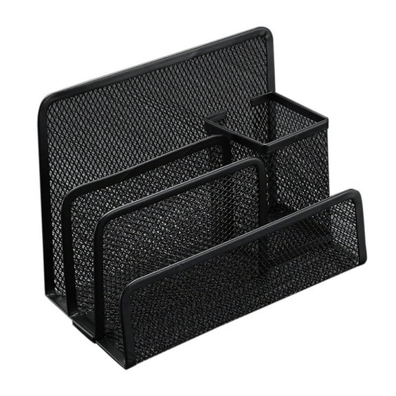 Taicans Desk Mail Organizer Non-Slip,office Small Letter Sorter Desktop File Organizer Metal Mesh with 3 Vertical Upright Compartments and 1 Pencil Holder Compartments
