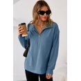 thumbnail image 2 of Sudadera Dokotoo para mujer de punto gofrado con media cremallera, azul oscuro, 2 of 6
