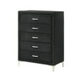 thumbnail image 6 of Modern Glamourous 6pc King Size Bed Dresser Mirror Nightstands Chest Bedroom Set Black Velvet Upholstery Furniture, 6 of 7