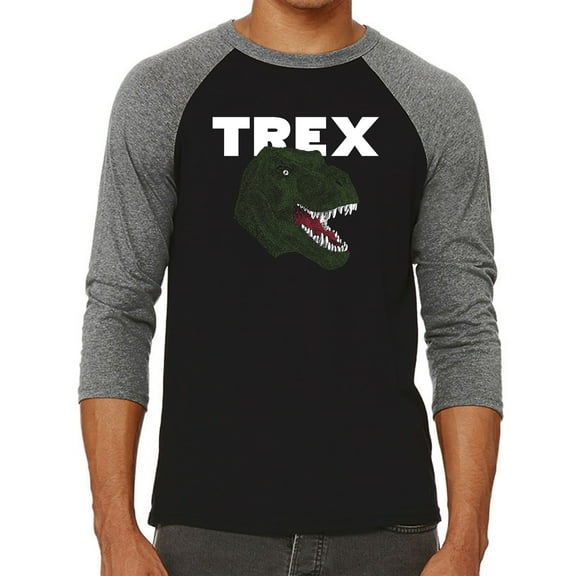 Men's Raglan Baseball Word Art T-shirt - T-Rex Head