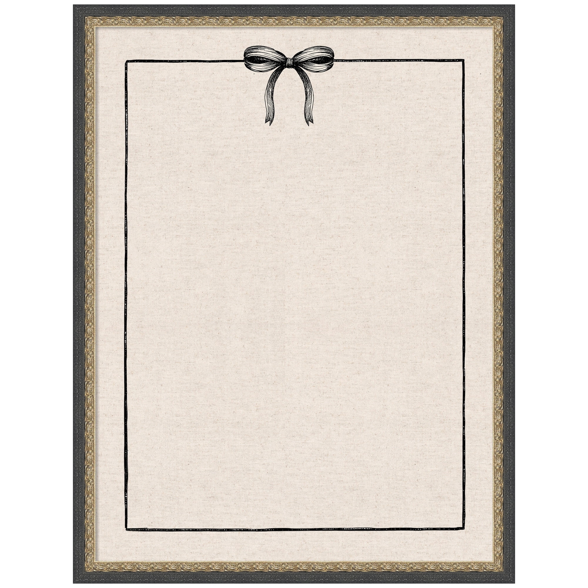 Kate and Laurel Framed Fabric Pinboard 19 x 25,  Printed Linen Decorative Bulletin Board for Use as a Vision Board or Wall Organization, Matinee Black Bronze Frame