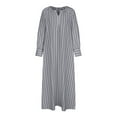 thumbnail image 4 of Henpk Summer Dresses for Women Striped T Shirt Dress Casual Midi Dress Short Sleeve Sundress with Pockets Casual Loose Long Sleeve Loose Dress V Neck Classic Dress Gray XL, 4 of 6