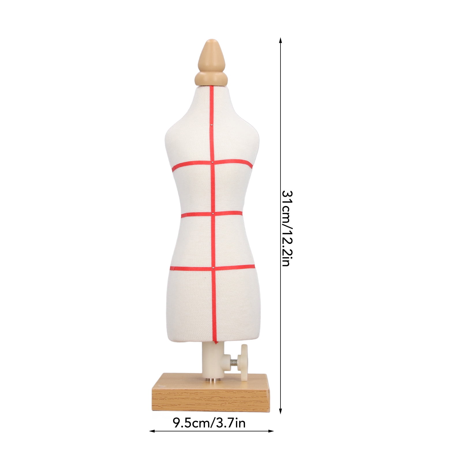 Rupoun Female Doll Dress Form 12.2 Inch Canvas Clothes Sewing Mannequin Table Top Display Clothing Stand with Wooden Base for Pattern Making Teaching Style 2