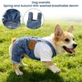 thumbnail image 5 of Denim Dog Overalls, Breathable Cotton Spring Fall Apparel Puppy Kitten Fashion Clothing Washable Jean Fabric Pet Jumpsuit Small Animal Garment Blue, 5 of 6