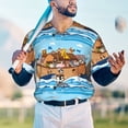 thumbnail image 6 of Balery Animals on Noah's Ark Floating Baseball Jersey for Men Casual Button Down Shirts Short Sleeve Active Team Sports Uniform-X-Large, 6 of 9