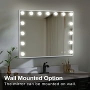 Fenchilin 23x18 Vanity Mirror with Lights Bluetooth Tabletop Wall Mount Metal White