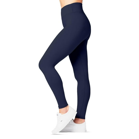 SATINA High Waisted Navy Blue Leggings for Women - Soft, Stretchy Leggings with Side Pockets - Full Length Yoga Pants for Women - Tummy Control and Buttery Soft Fabric for All-Day Comfort - Plus Size