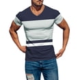 thumbnail image 1 of BOBOGOJP T-Shirts Graphiques pour Hommes à Blocs de Couleur avec Poche et Col Rond Manches Courtes (Marine,m), 1 of 5