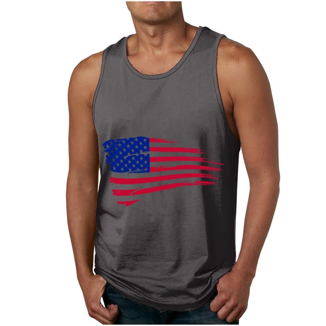 Tanques para Hombre de Verano Suelto Chaleco Impresión Deportivo Cuello Redondo, Camisa sin Mangas Casual para Al Aire Libre Y Diario