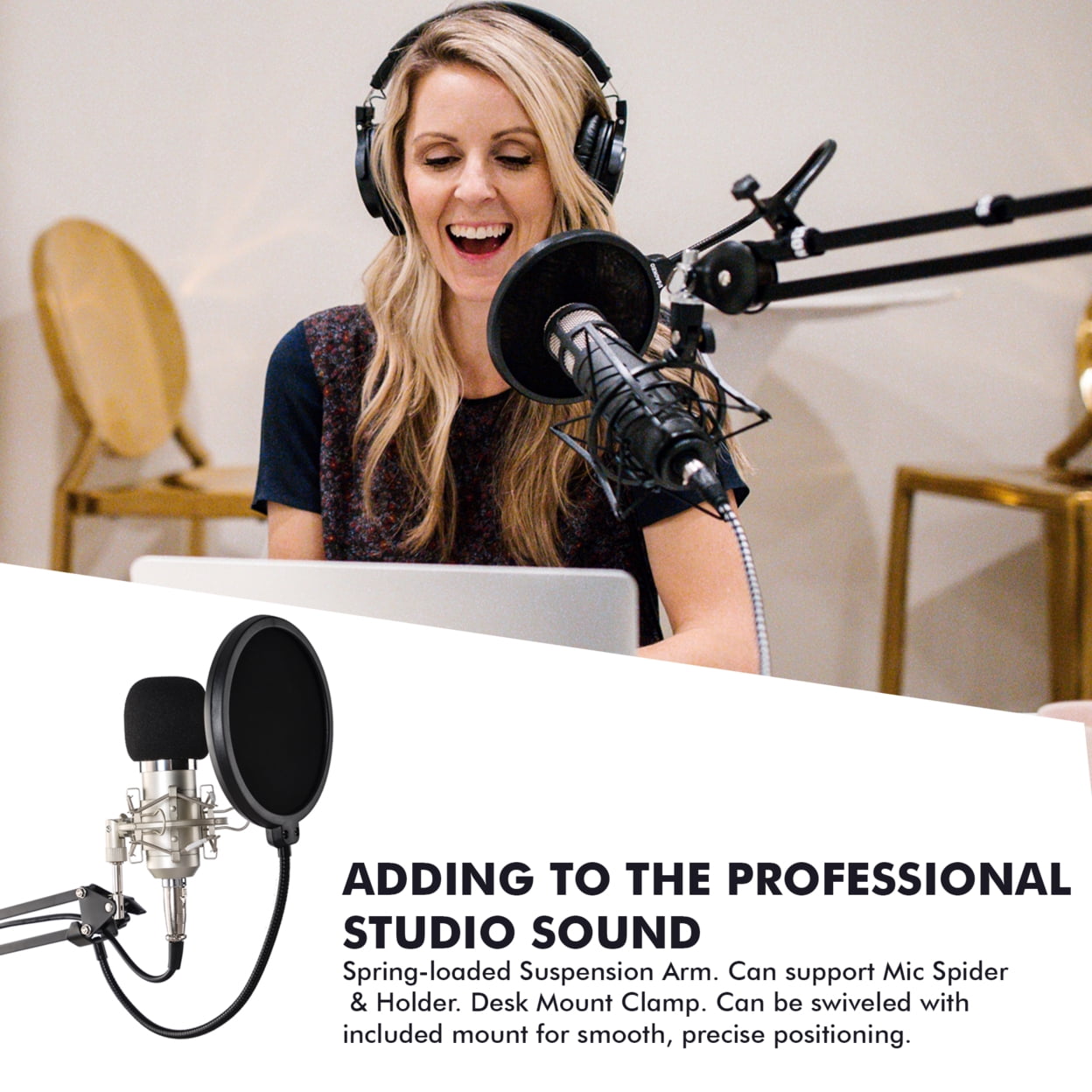 Technical Pro Cardioid Condenser Microphone Studio Kit for Recording and Broadcast
