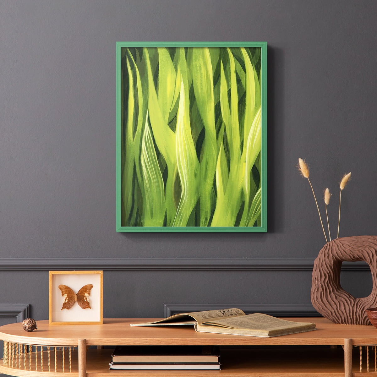 Blades of Grass I Framed Print in Green Solid Wood Framed Print No Nail Hanging