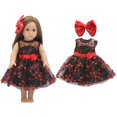 thumbnail image 1 of Doll Dress Fashion Flower Pattern Party Wear with Bowknot Clip for 18" Dolls, 1 of 8