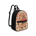 thumbnail image 2 of HELLHERO Capybara & Orange Pattern Mini Backpack with Zipper Closure Lightweight Small Backpack for Hangouts, Polyester Waterproof Handbag for Work, 2 of 8