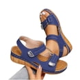 thumbnail image 4 of Xdegoge Wedge Sandals for Women Summer Hook and Loop Straps Metallic Hardware Platform Walking Shoes Open Toe Casual Beach Dressy Footwear Non Slip Sole Ladies Sandals, 4 of 6