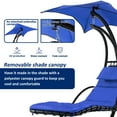 thumbnail image 3 of Hanging Chaise Lounger Chair, Outdoor Porch Swing Arc Stand Swing Chair with Removable Canopy and Pillow, Freestanding Swing Hammock Chair Air Floating Chaise Chair for Porch Patio Poolside, Navy, 3 of 9