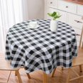 thumbnail image 1 of SHILIU-100% Waterproof Round PVC Tablecloth, Checkered Vinyl Table Cloth Cover Oil Proof Spill Proof Wipeable Table Cloths for Indoor and Outdoor Use(Black,60IN Round), 1 of 4