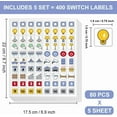 thumbnail image 2 of 400 Pcs Light Switch Sticker Labels 22 Designs Multi-Coloured Transparent Switch ID Stickers Black Switchboard Label Decals for Home Kitchen Bathroom Office School, 2 of 9