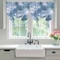 thumbnail image 4 of Modern Blue Tie Up Curtains 45 Inches Long, Kitchen Window Curtains Over Sink, Vintage Abstract Art Contemporary Small Window Curtains Shade Balloon Curtains Valances for Bedroom/Cafe 34"x45", 4 of 8