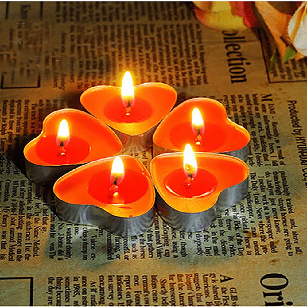 Beautiful 50pcs Wax Smokeless Candles Tea Lights 6 Color Round Aroma Candles 
