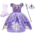 thumbnail image 1 of Vestido esponjoso de Sofía para niña, traje de princesa para fiesta de cumpleaños, Halloween, verano, manga abombada, 3, 6, 8 y 10 años Fivean unisex, 1 of 2
