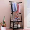 thumbnail image 4 of Rolling Garment Rack Clothes Rack Triangle Coat Rack 2 Tier Heavy Duty Steel Clothes Rack on Wheels Black Portable Garment Laundry Rack, 4 of 13