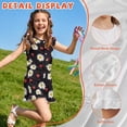 thumbnail image 5 of ZIATUBLES Daisy Heart Print Girls Jumpsuit Summer Casual Romper Flutter Sleeves One-Piece Playsuit Elastic High Waist Kids Outfit with Pockets for 7-8 Y, 5 of 6