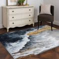 thumbnail image 4 of Blue Gold Washable Area Rugs 2.7'x5', Ombre Sea Wave Beach Abstract Ocean Scenery Low Pile Throw Living Room Rug Non-Slip Sturdy Edge Binding Carpet for Indoor Entryway Bedside Kitchen, 4 of 9