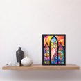 thumbnail image 2 of Stained Glass Window Folk Art Abstract Artwork Framed Wall Art Print A4, 2 of 4