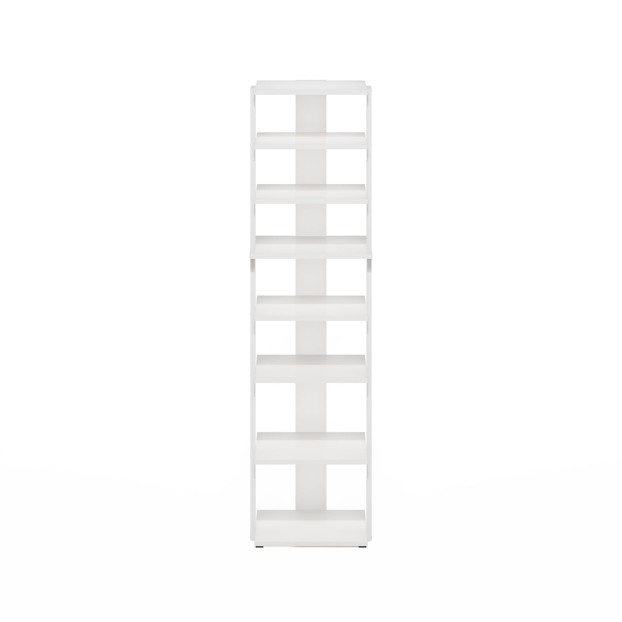 Furinno Compact 8-Tier Vertical Space Saving Free Standing Shoe Tower, Shoe Rack for Closet Entryway, White