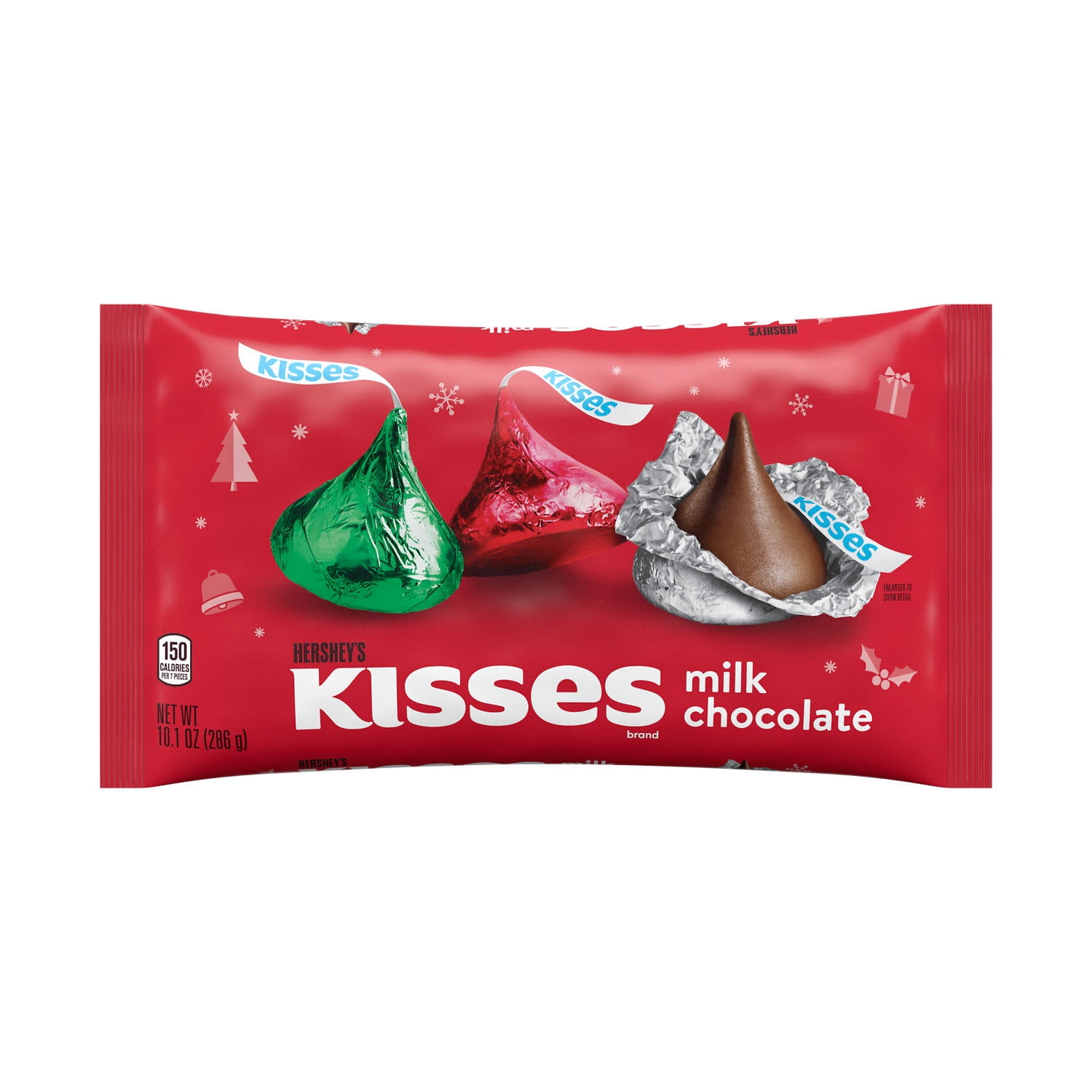 Hershey's Kisses Milk Chocolate Christmas Holiday Candy, Bag 10.1 oz