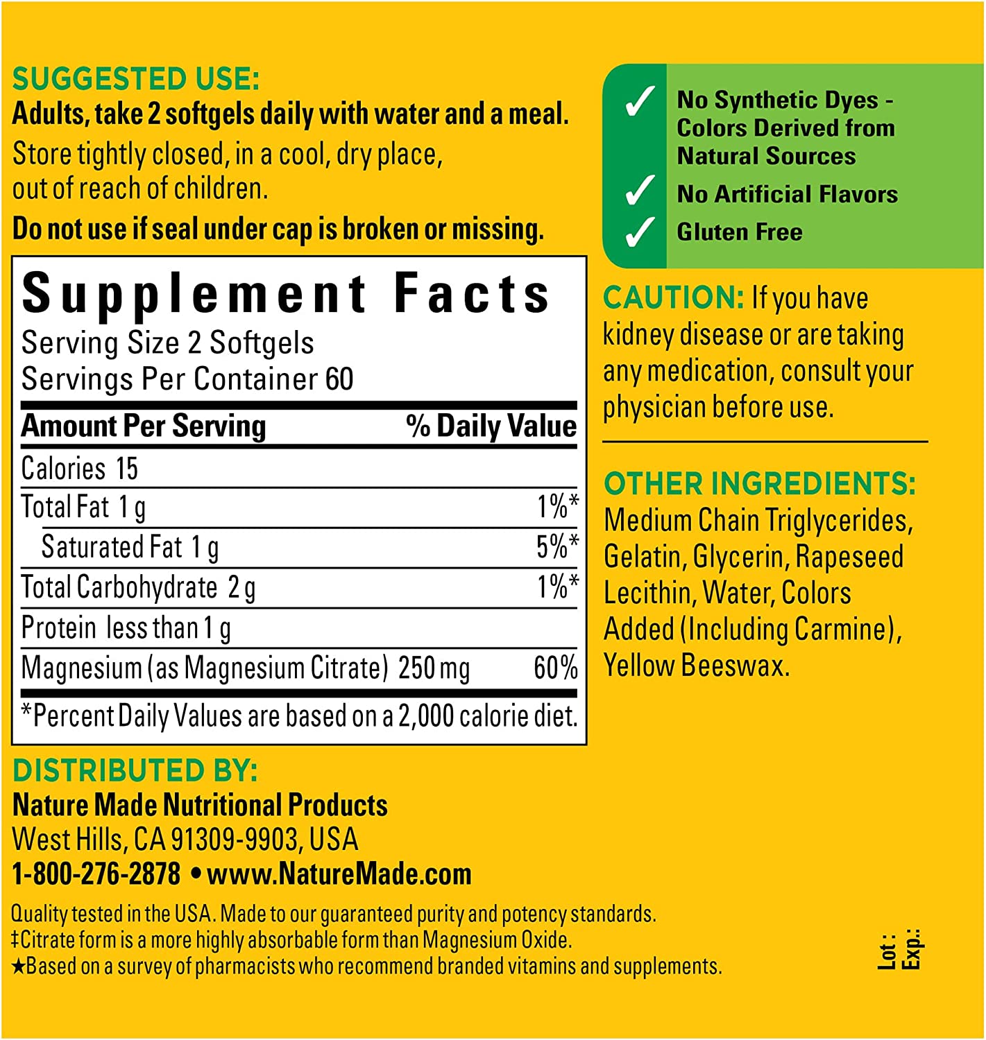 NATURE MADE Magnesium Citrate, Softgels, Value Size, 120.0 CT