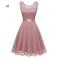 thumbnail image 3 of Guardurnaity Vestido de mujer Color sólido Encaje Empalme Fiesta Citas Retro Swing Vestidos Mezcla de algodón Moda Ropa casual M Blanco Vestidos METRO Rosa, 3 of 6