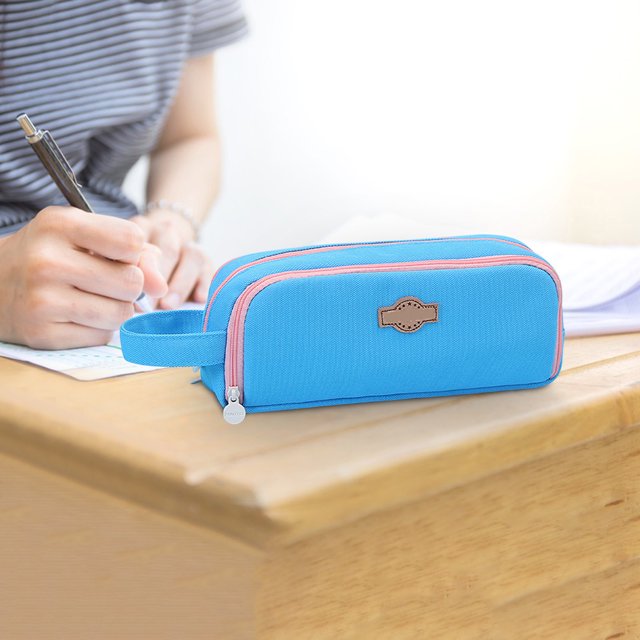Caso portátil para lápices, organizador escolar con cremallera, multiuso, estuche para estudiantes, para oficina, contenedor de estaciones, para niños, adultos, viaje, plástico resistente, estuche