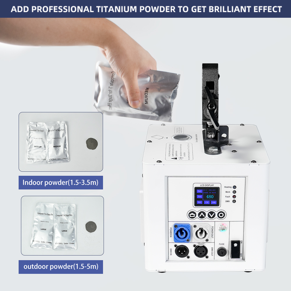 2Pack 800W Spray Down  Waterfall Sparkler Cold Spark Fountain Machine Remote DMX Control with Case