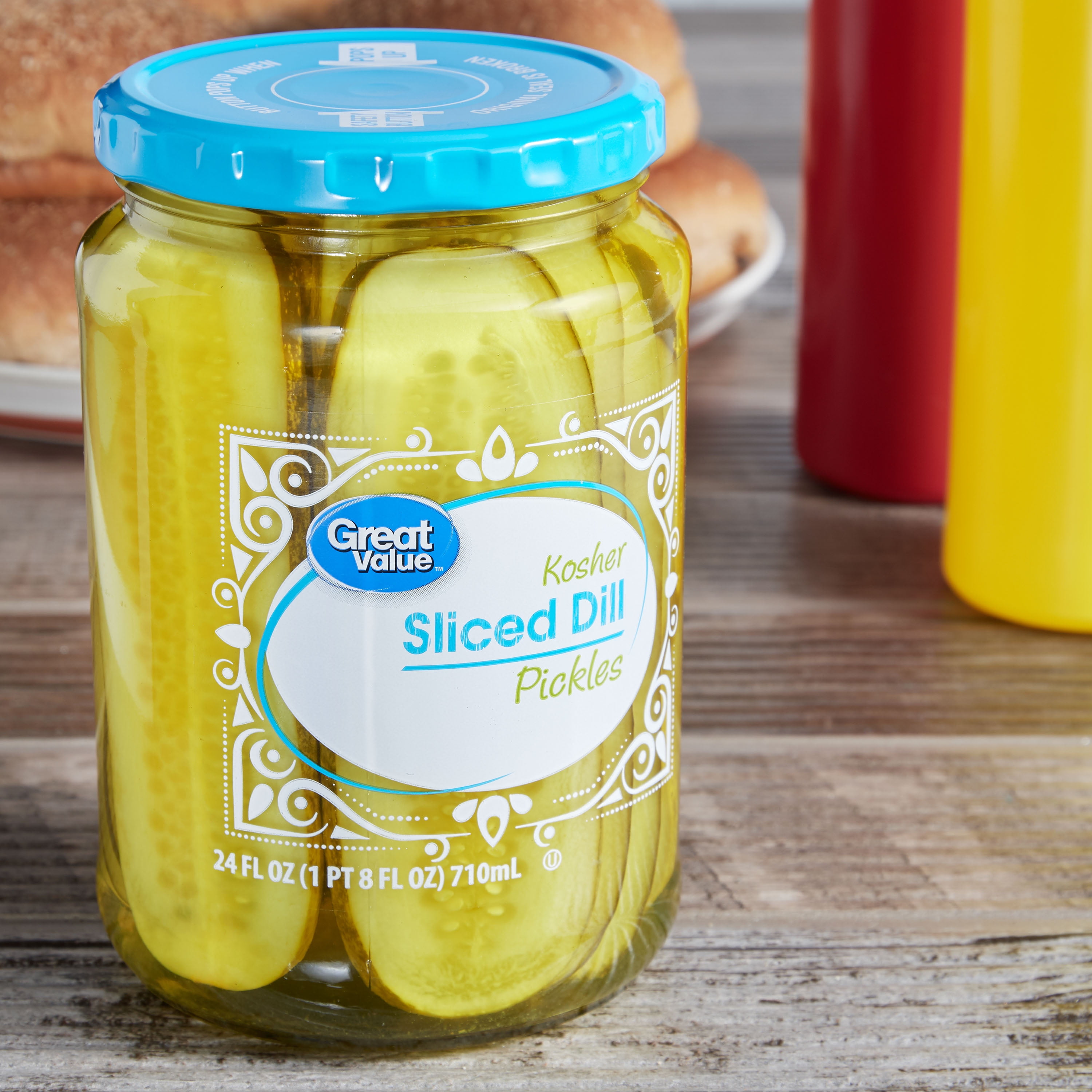 (3 Pack) Great Value Kosher Sliced Dill Pickles, 24 oz
