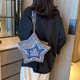 thumbnail image 1 of Mochila de mezclilla en forma de estrella para mujer YK2 Bolso de hombro Bolso de compras con cremallera (Negro), 1 of 7