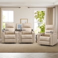 thumbnail image 4 of Bonzy Home Electric Power Recliner Chair Set of 3, Home Theater Seating with Swivel Tray Cup Holders USB Port & Hidden Storage, Reclining Chair Sofa Furniture for Movie Room, Beige, 4 of 8