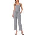thumbnail image 2 of INSPIRE CHIC Jumpsuits for Women Dressy Casual Jumpsuit Sleeveless Crew Neck Knit Wide Leg Rompers Jumpers Summer Outfits XS Gray, 2 of 6