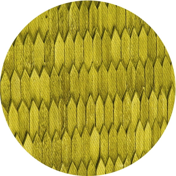 Ahgly Company Machine Washable Indoor Round Transitional Dark Yellow Green Area Rugs, 7' Round